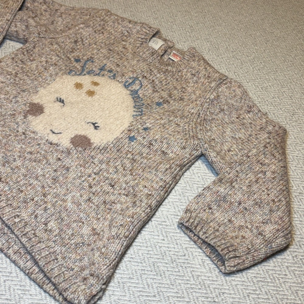 Zara Brown Sweater with “Let’s Dream” Moon Design. Size 3-4 Years - Picture 3 of 8